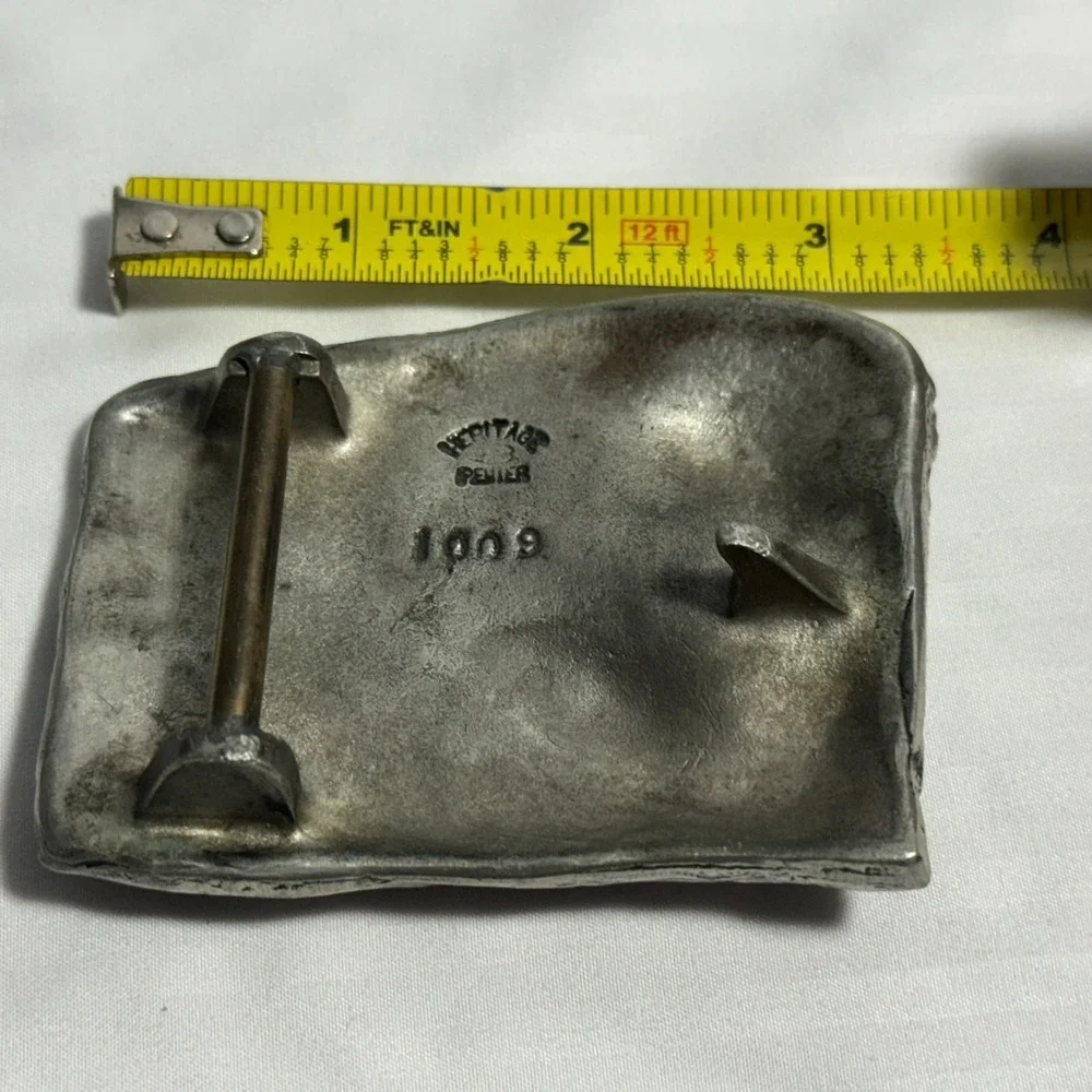 Vintage Heritage Pewter Belt Buckle1009 Ocean Scene Sunset Seagul‎ 3D